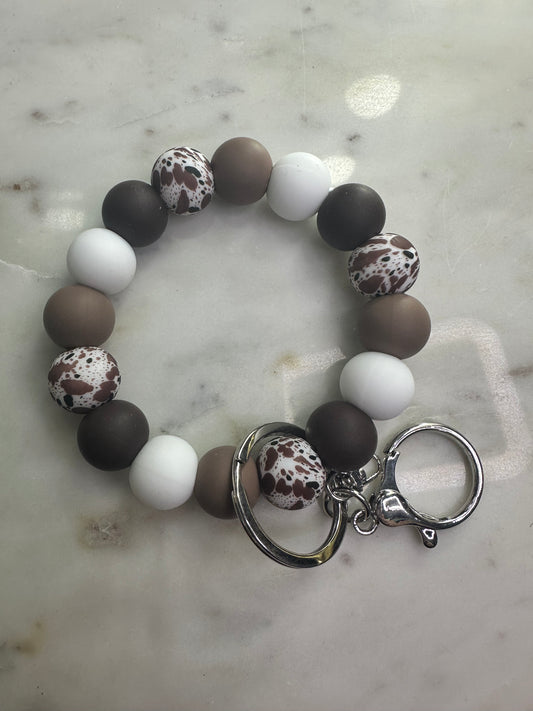 Medium Brown Cow Print Keychain