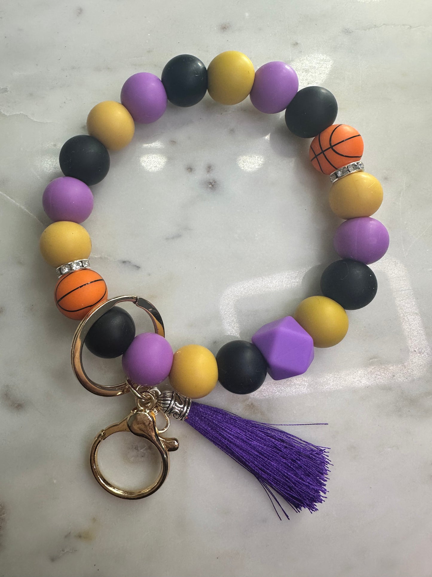 Large Lakers Basketball Wristlet Keychain